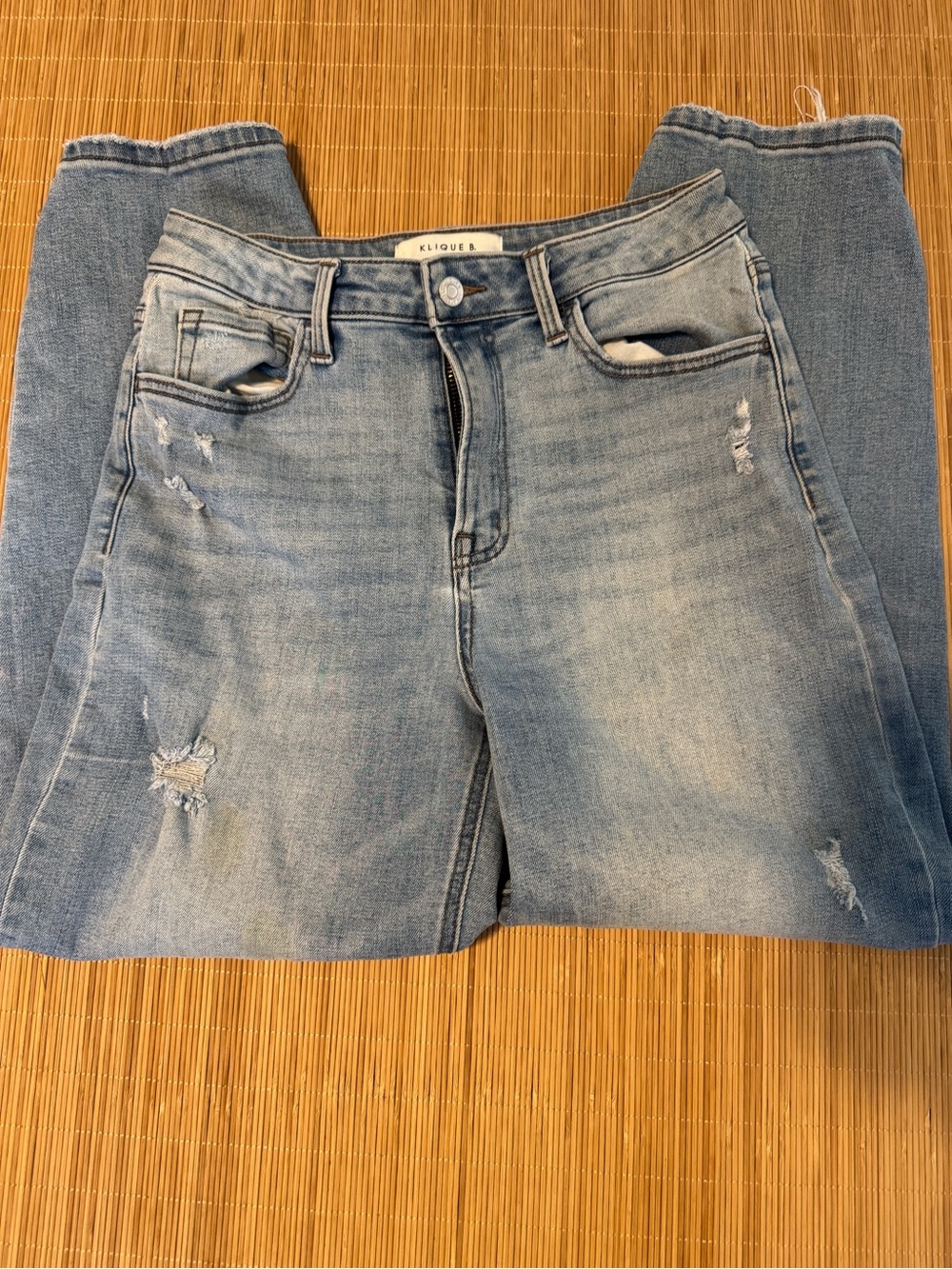 Klique B Women’s Light Blue Distressed Jeans wide legs